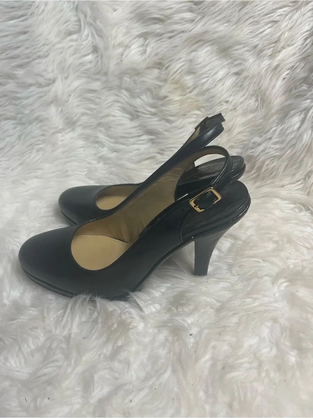 Michael Michael Kors leather Black Slingback platform lizard print Heels SZ11M